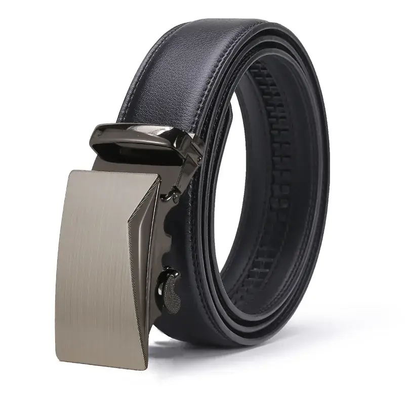 Men's Black Leather Belt with Silver Buckle - Image 27