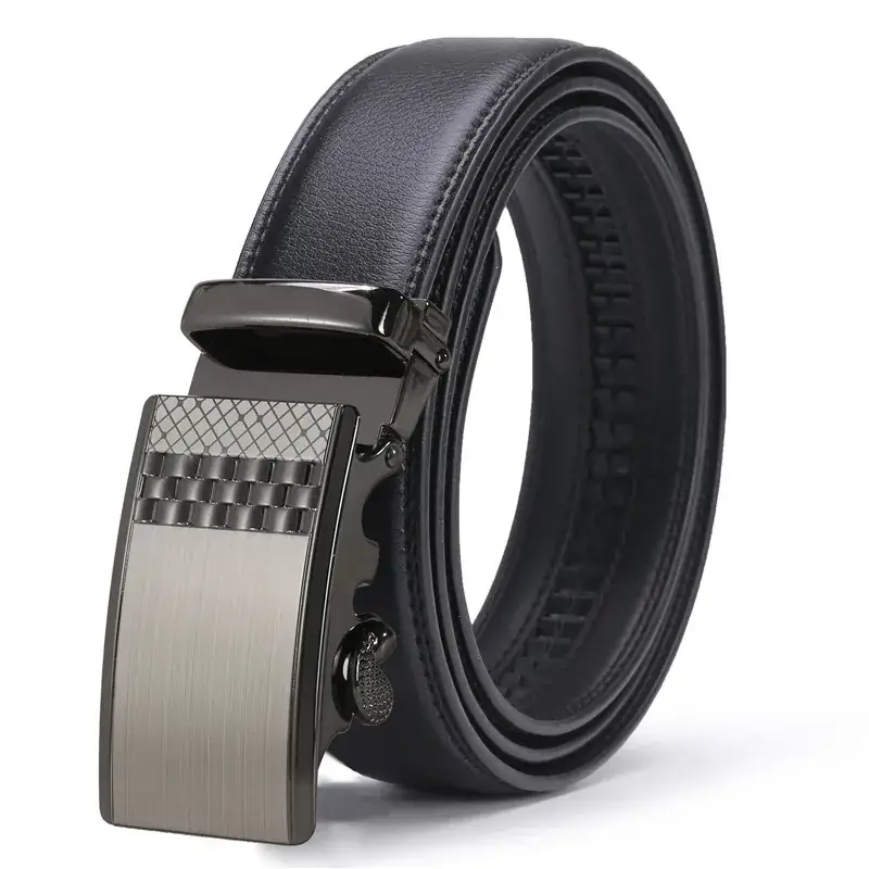 Men's Black Leather Belt with Silver Buckle - Image 28