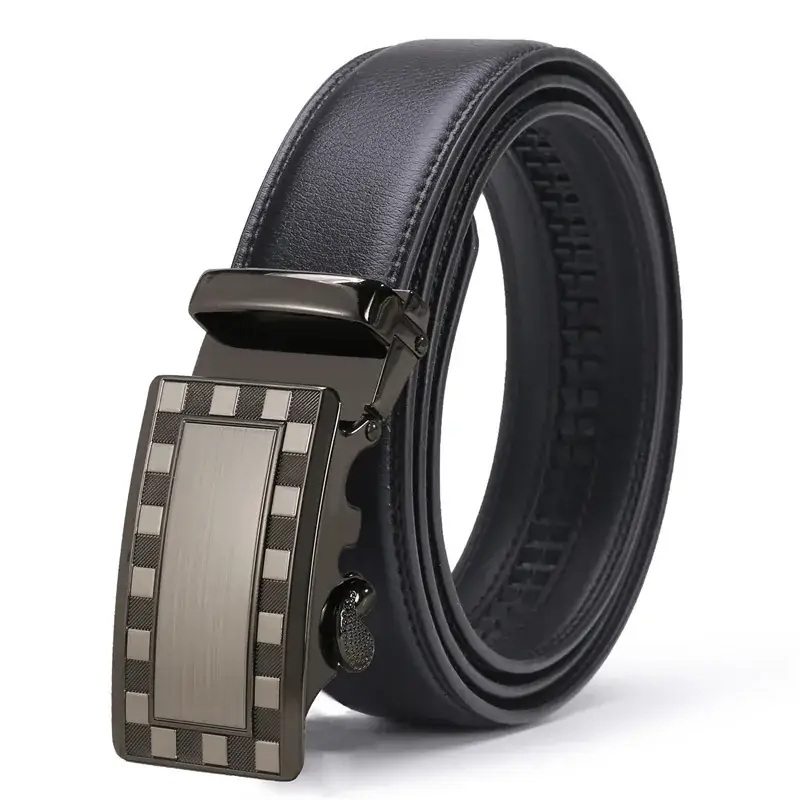 Men's Black Leather Belt with Silver Buckle - Image 30