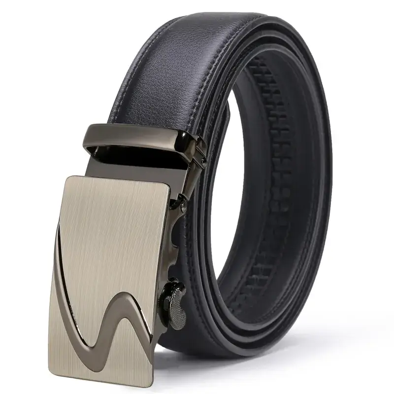 Men's Black Leather Belt with Silver Buckle - Image 31