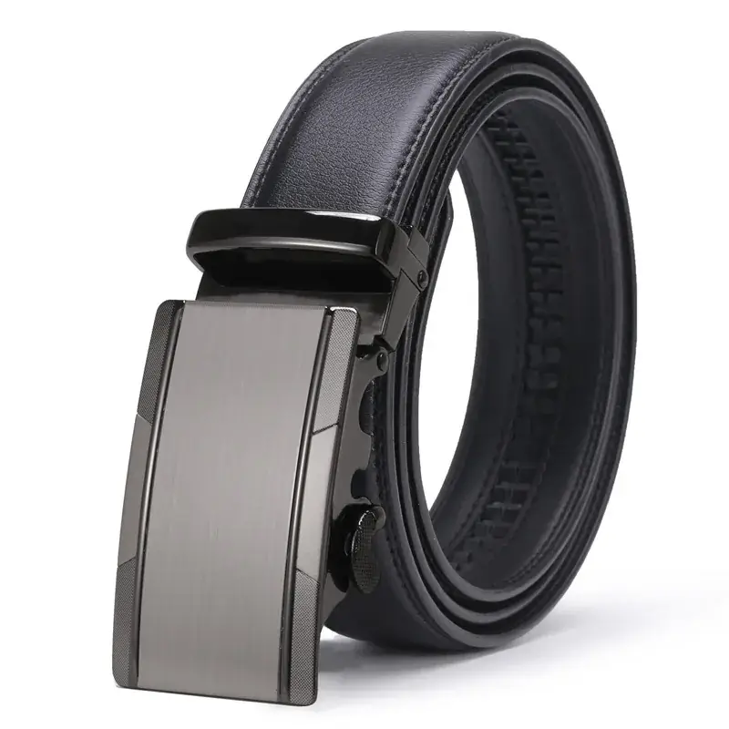 Men's Black Leather Belt with Silver Buckle - Image 7