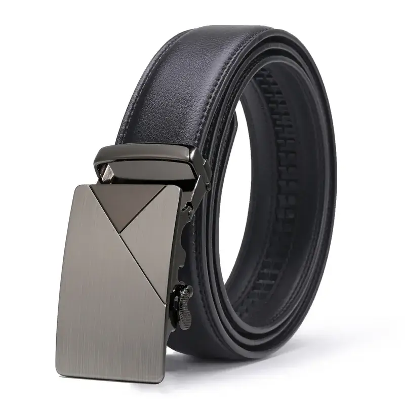 Men's Black Leather Belt with Silver Buckle - Image 8