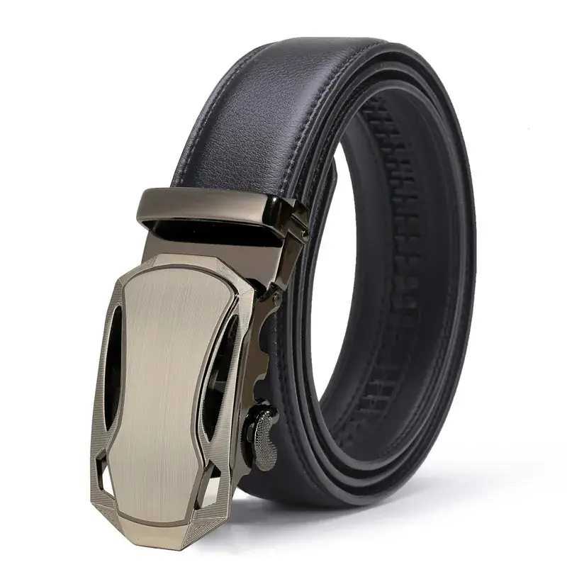 Men's Black Leather Belt with Silver Buckle - Image 9
