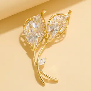 Korean Tulip Micro-Inlay Copper Brooch for Women — feature 1