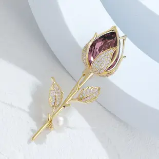 Korean Tulip Micro-Inlay Copper Brooch for Women — feature 12