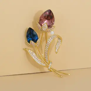 Korean Tulip Micro-Inlay Copper Brooch for Women — feature 5