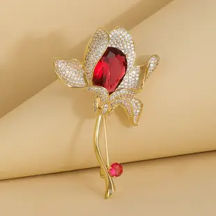 Korean Tulip Micro-Inlay Copper Brooch for Women — feature 9
