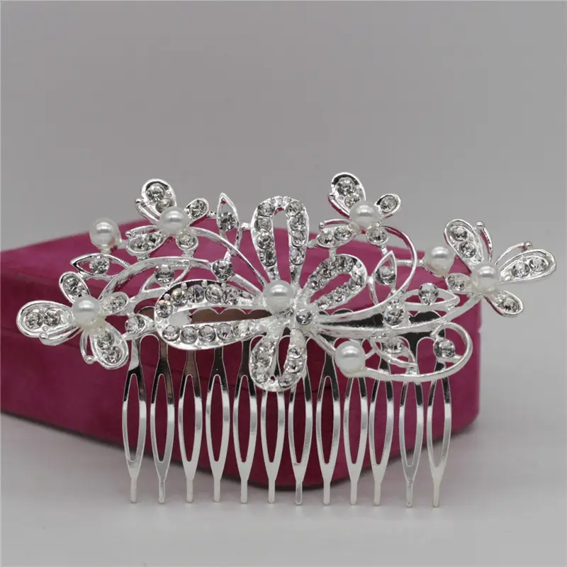 Butterfly Hair Comb with Rhinestones for Bridal Use - Image 4