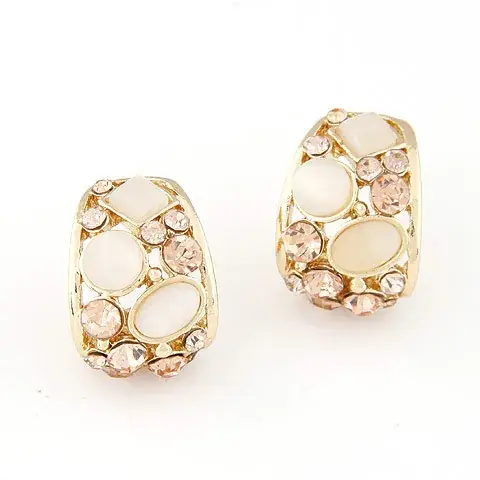 European & American Super Large Rhinestone Earrings Gold Plated - Image 2