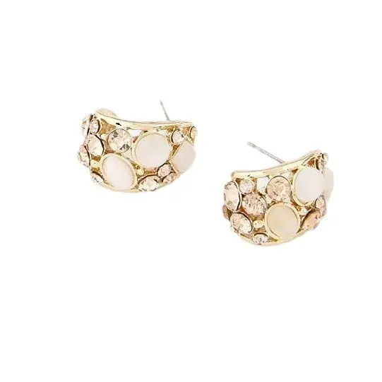 European & American Super Large Rhinestone Earrings Gold Plated - Image 4