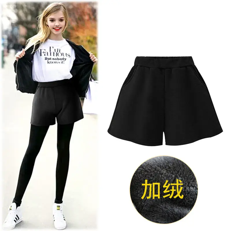 Women Winter A-Line Velvet Shorts Dark Grey - Image 3