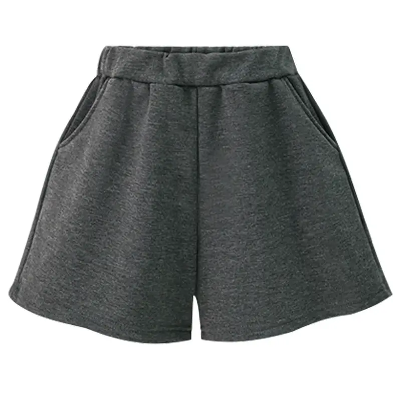Women Winter A-Line Velvet Shorts Dark Grey - Image 5