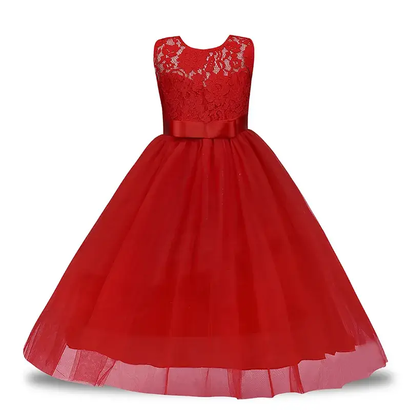Lace Embroidered Children's Evening Dress Cream - Image 6