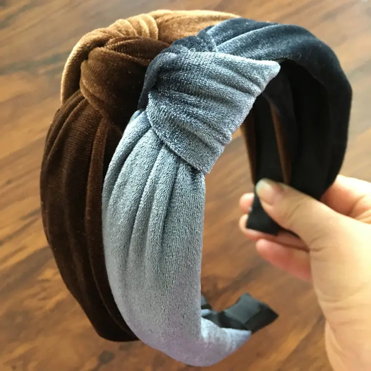 Black Knotted Velvet Hairband for Women