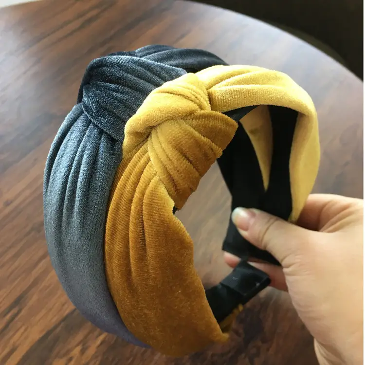 Black Knotted Velvet Hairband for Women
