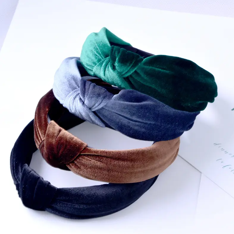 Black Knotted Velvet Hairband for Women