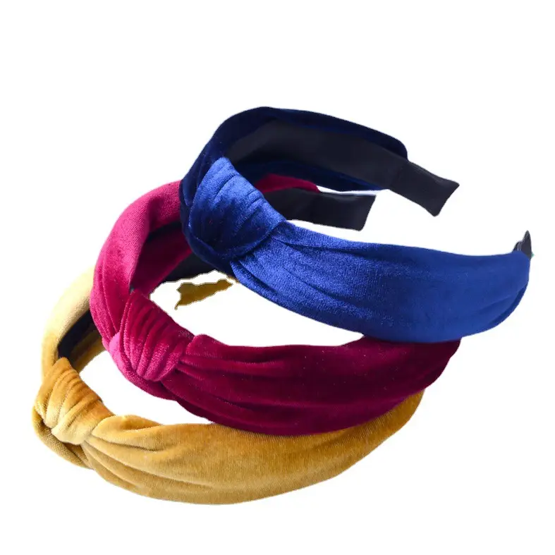 Black Knotted Velvet Hairband for Women