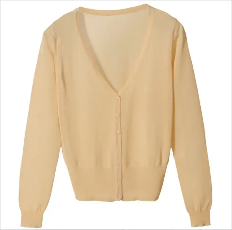 2020 Summer Women's Peach Glitter Silk Knitted Cardigan - Image 20