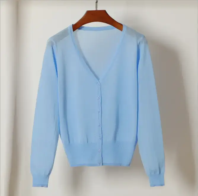 2020 Summer Women's Peach Glitter Silk Knitted Cardigan - Image 10