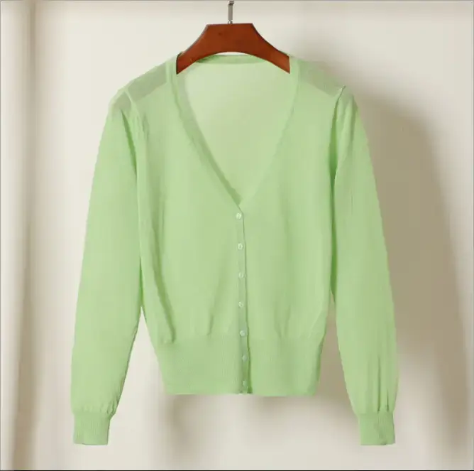 2020 Summer Women's Peach Glitter Silk Knitted Cardigan - Image 12