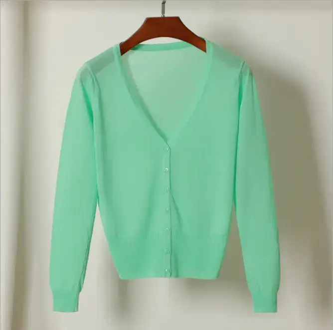 2020 Summer Women's Peach Glitter Silk Knitted Cardigan - Image 13