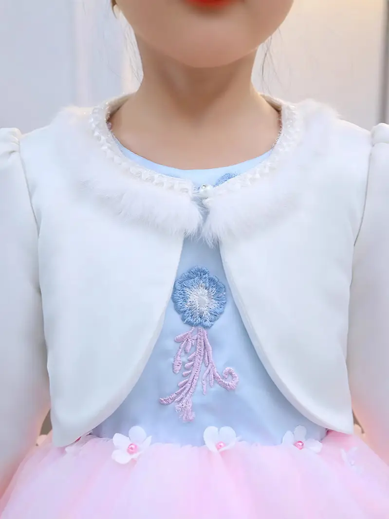 Girls' White Long-Sleeve Quilted Shawl - Image 4