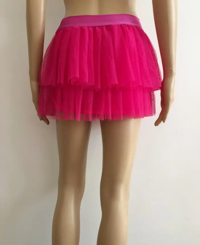 Pink Puffy Veil Mesh Short Skirt for Women