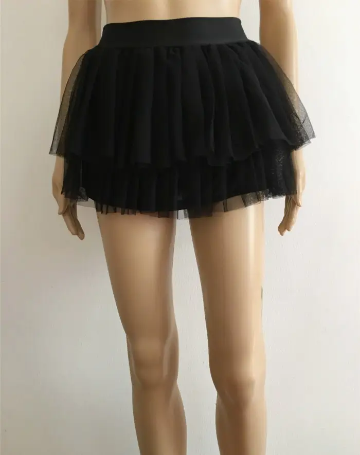 Pink Puffy Veil Mesh Short Skirt for Women