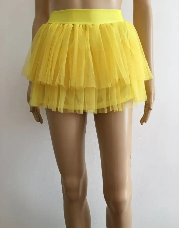Pink Puffy Veil Mesh Short Skirt for Women