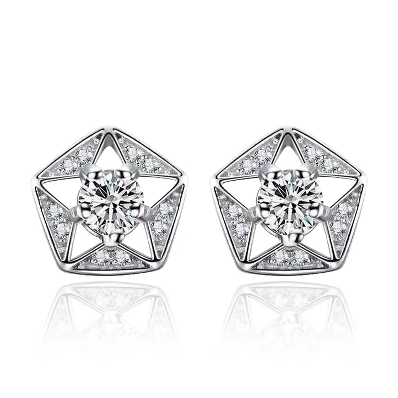 Retro Five-Point Star Earrings Zircon Purple - Image 4