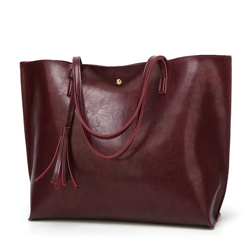 Black Lacquer Leather Tote Bag Large Capacity 2023