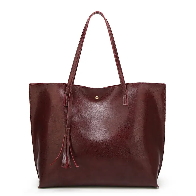 Black Lacquer Leather Tote Bag Large Capacity 2023