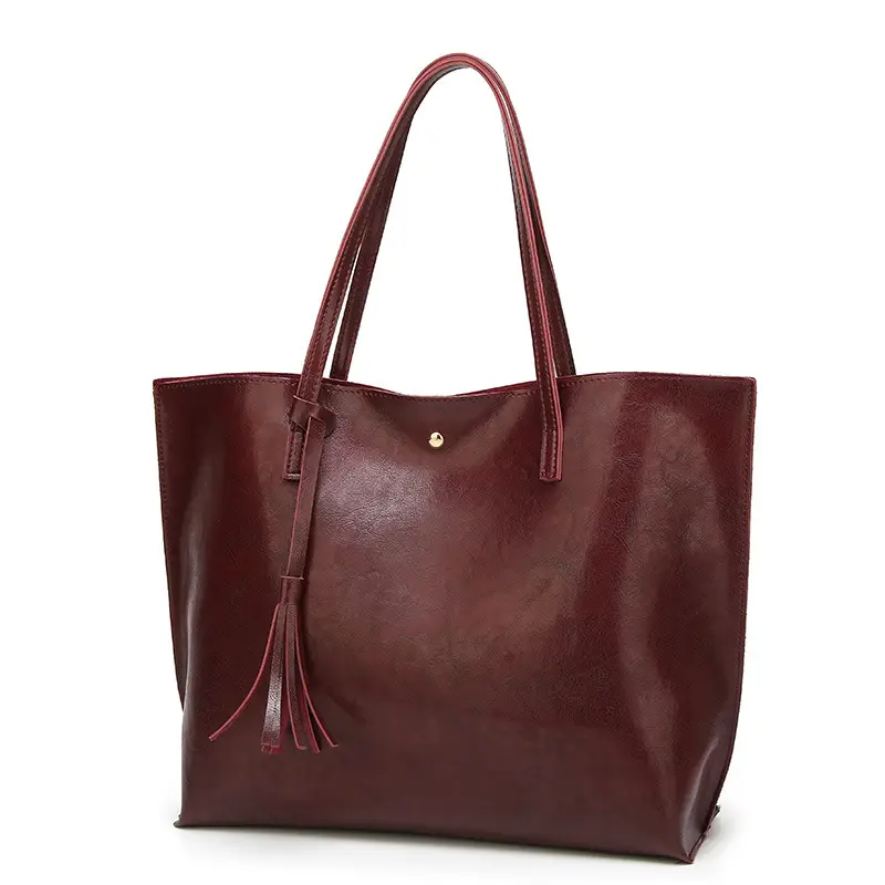 Black Lacquer Leather Tote Bag Large Capacity 2023
