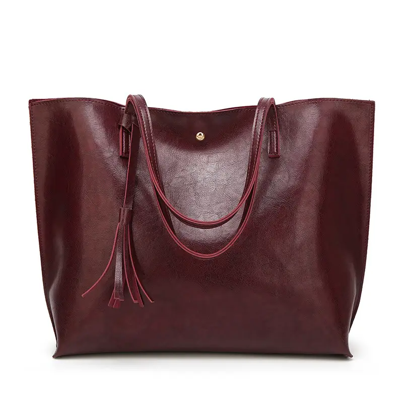 Black Lacquer Leather Tote Bag Large Capacity 2023
