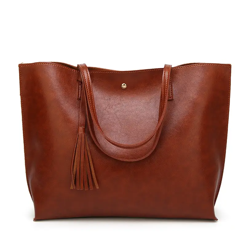 Black Lacquer Leather Tote Bag Large Capacity 2023