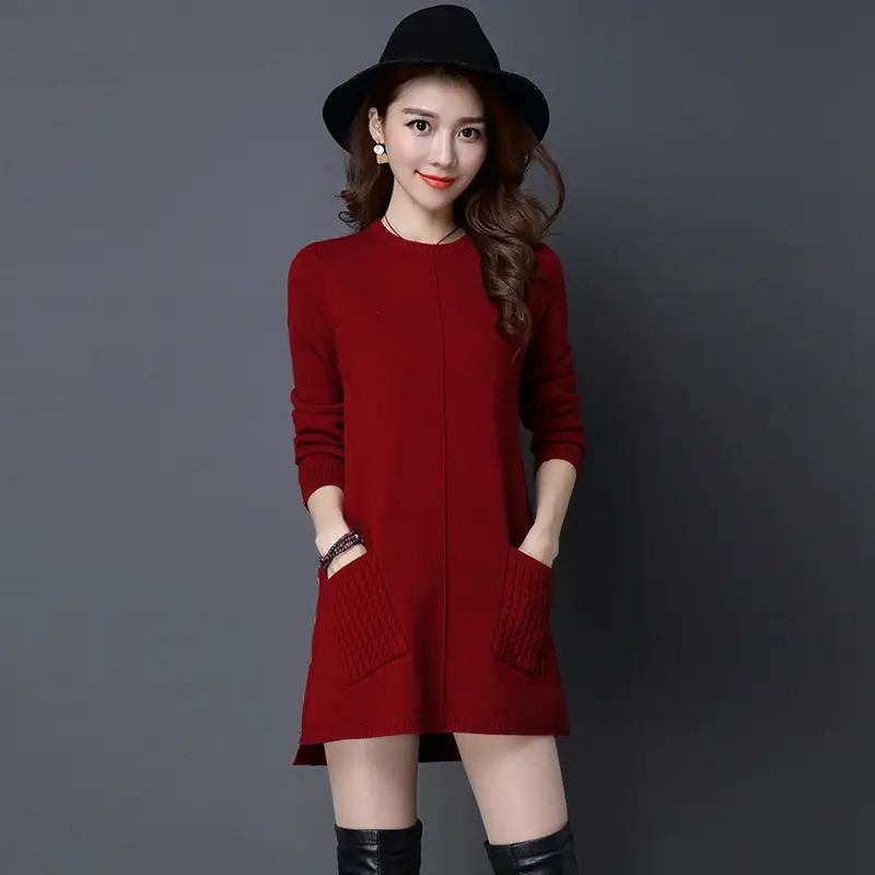 Women's Orange Knit Shirt Large Size Mid-Length Bottoming - Image 10