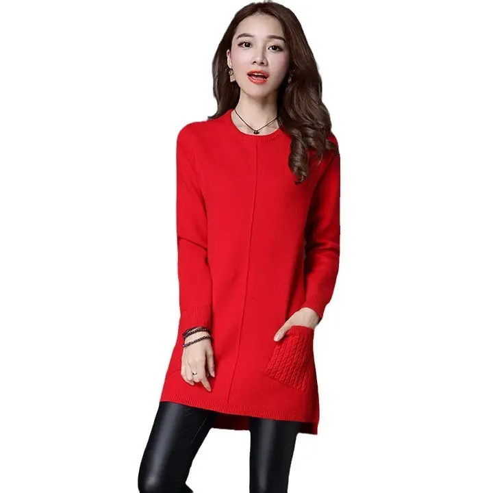 Women's Orange Knit Shirt Large Size Mid-Length Bottoming - Image 11