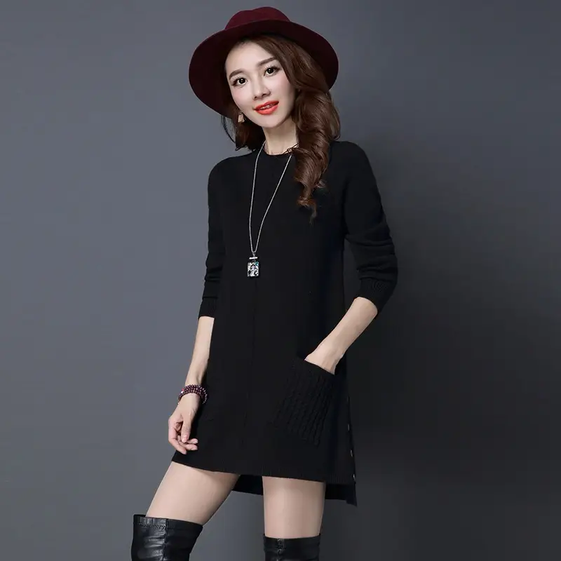 Women's Orange Knit Shirt Large Size Mid-Length Bottoming - Image 3