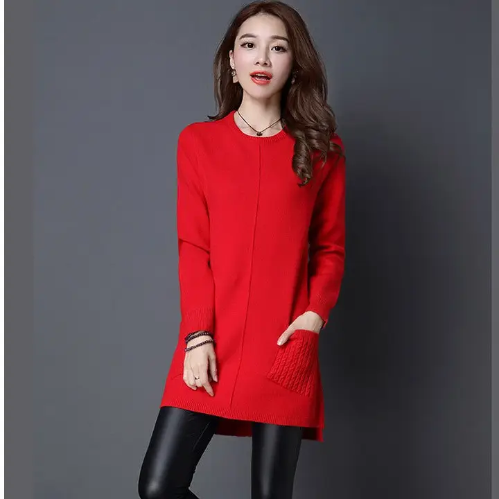 Women's Orange Knit Shirt Large Size Mid-Length Bottoming - Image 6