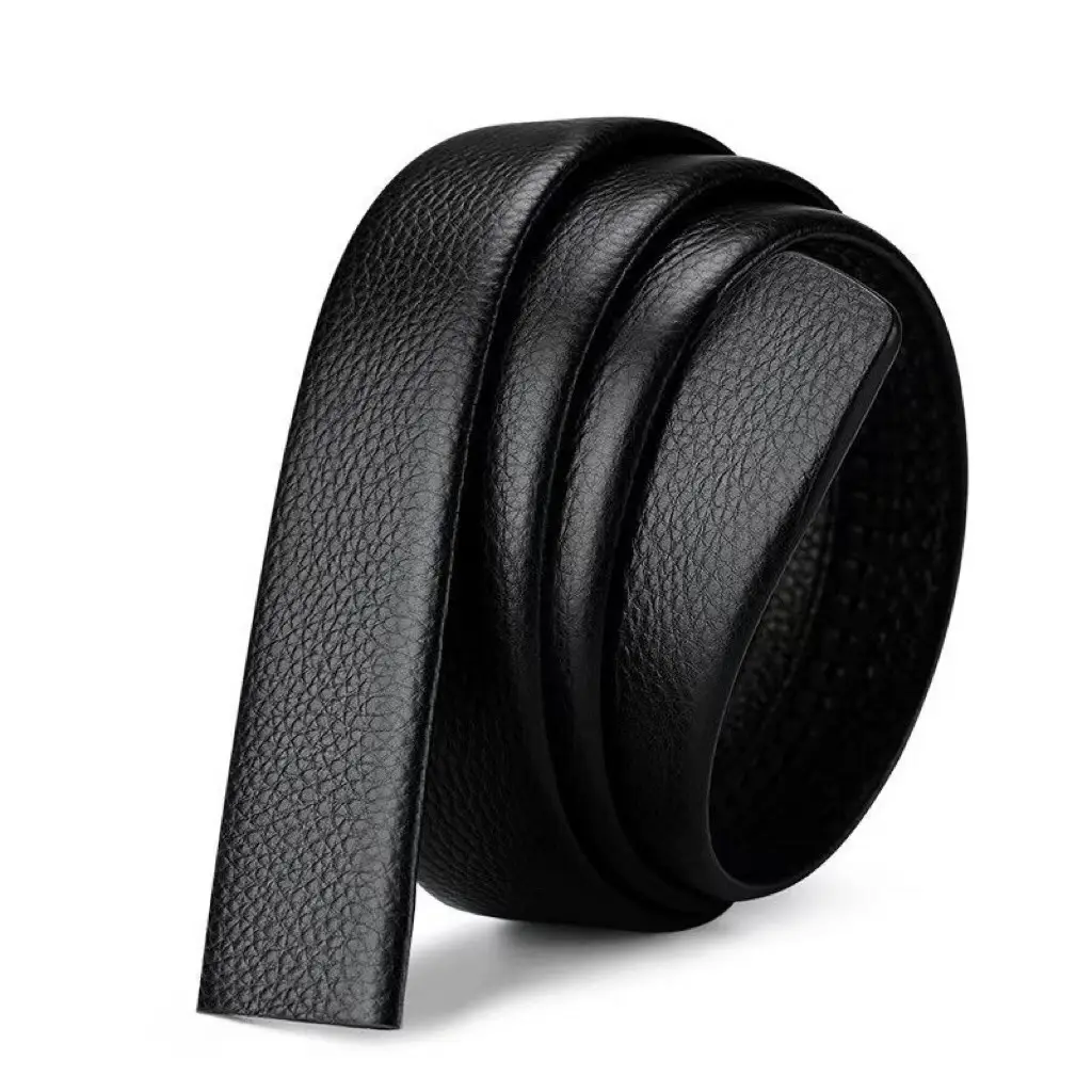 Men's Double-Sided Cowhide Belt Black Gold Plated