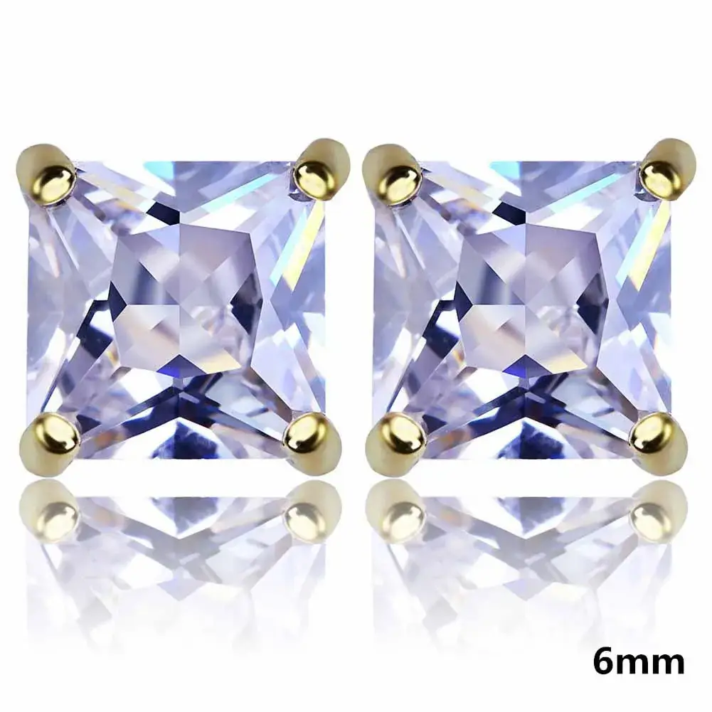 4mm Square Zircon Gold Plated Earrings - Image 7