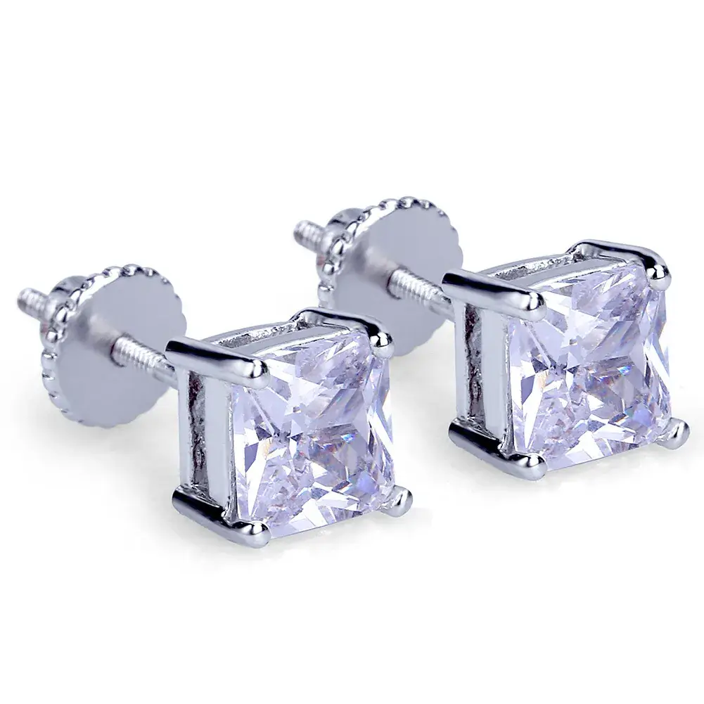 4mm Square Zircon Gold Plated Earrings - Image 2