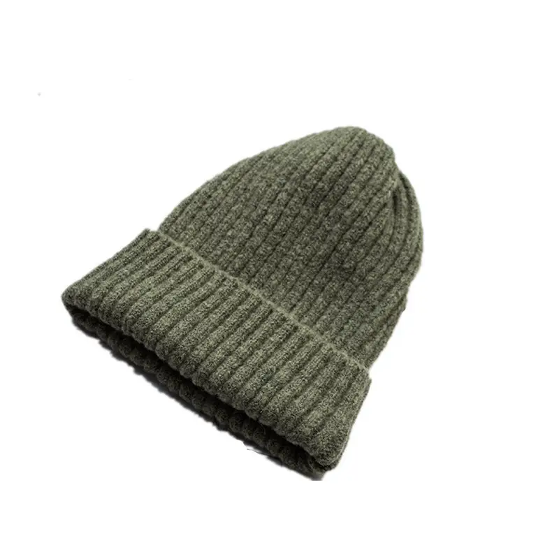 Women Wool Knitted Beanie Brown Winter Hat