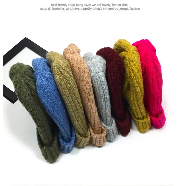 Women Wool Knitted Beanie Brown Winter Hat — feature 4