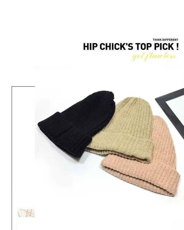 Women Wool Knitted Beanie Brown Winter Hat — feature 6
