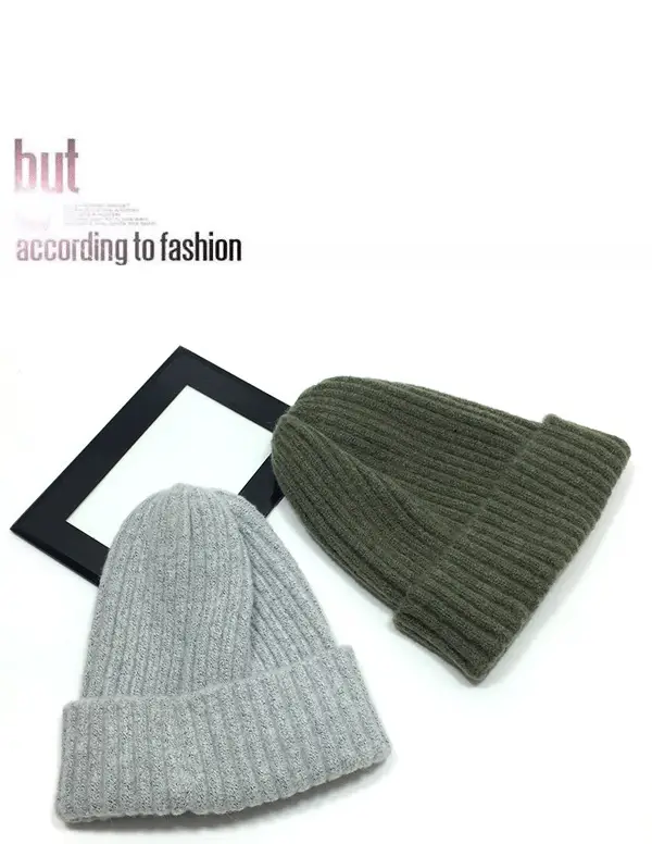 Women Wool Knitted Beanie Brown Winter Hat — feature 8