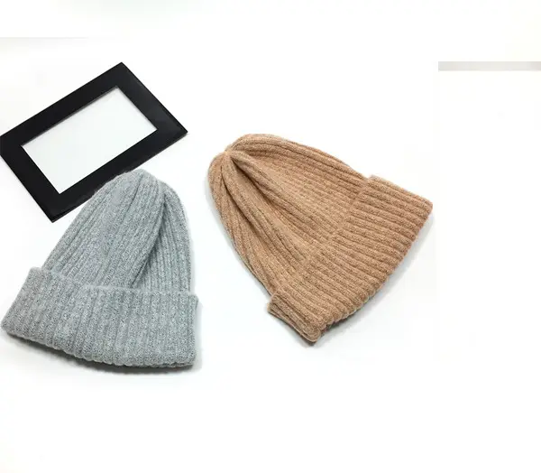 Women Wool Knitted Beanie Brown Winter Hat — feature 9