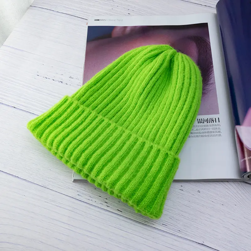 Women Wool Knitted Beanie Brown Winter Hat
