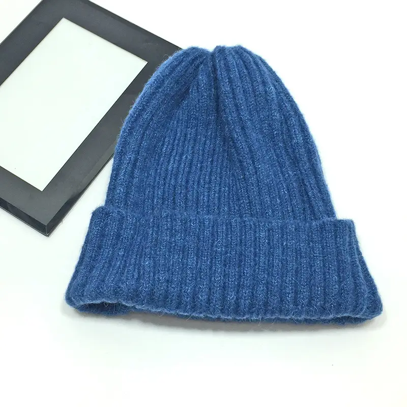 Women Wool Knitted Beanie Brown Winter Hat
