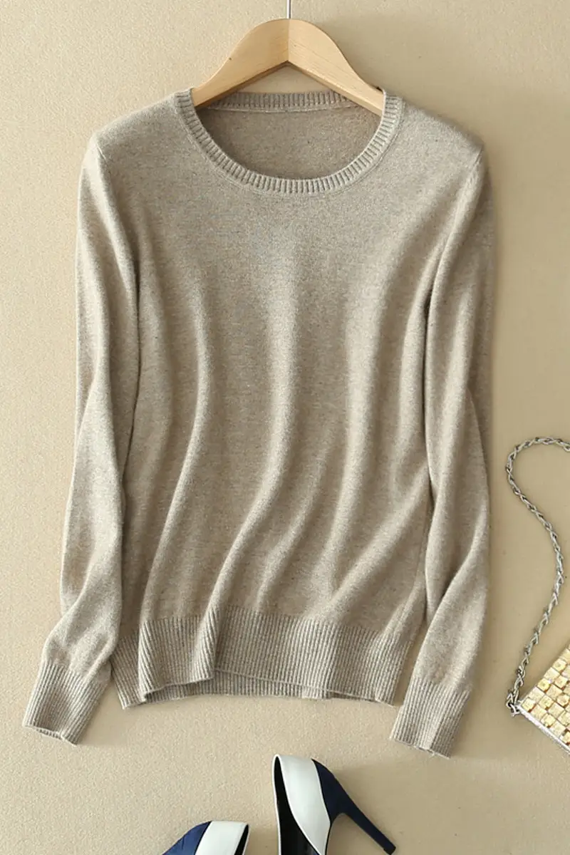 Woolen sweater women's round neck knitted sweater autumn and winter New Round Neck Slim solid color woolen sweater plus size pullover bottoming shirt - Image 24